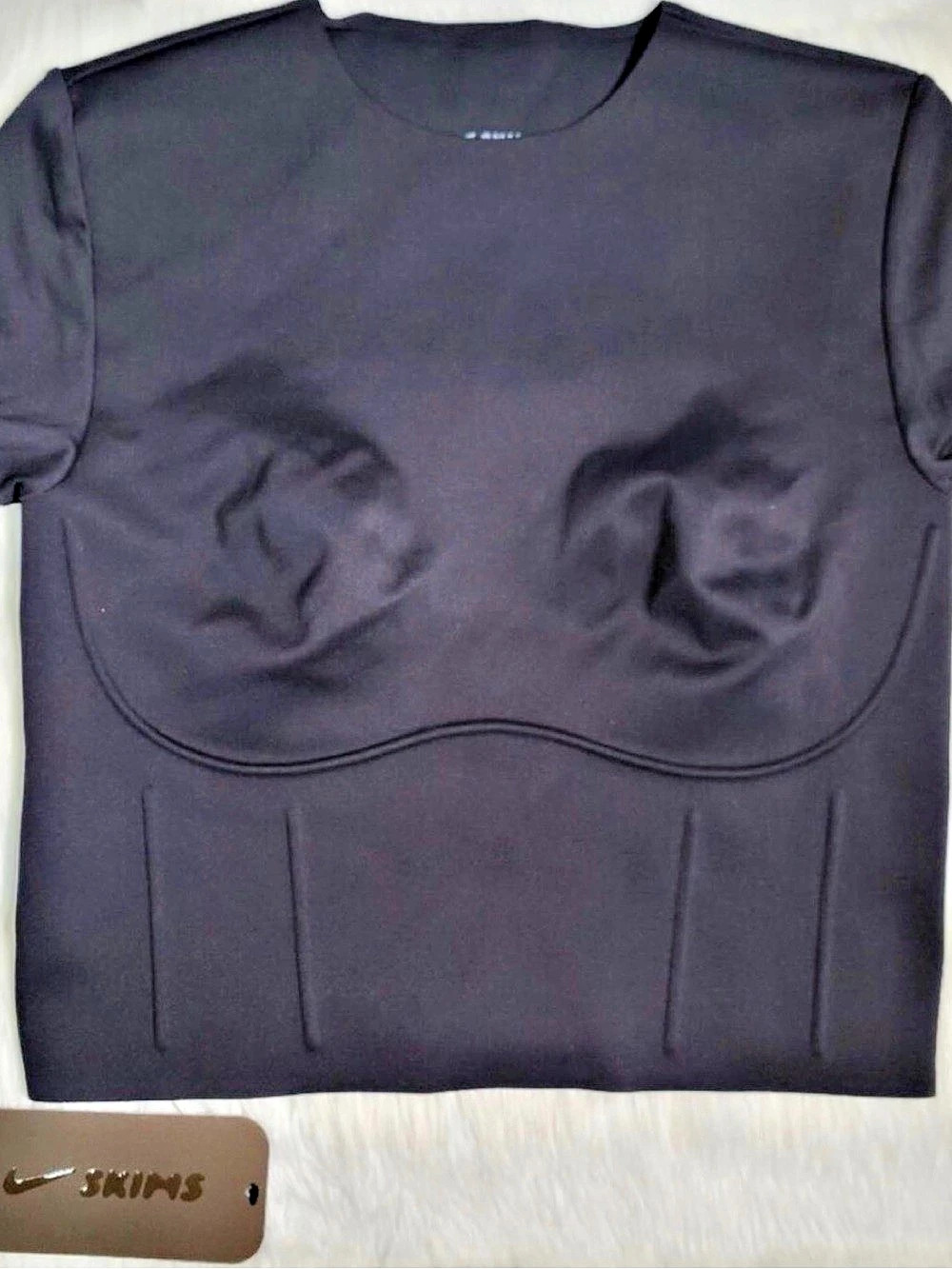 Nike NikeSkims Matte Cropped Corset T-Shirt Cropped Corset T-Shirt in Black Like